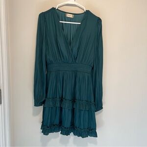 Altar’d State Green Long Sleeve Mini Dress Ruffle Size Medium